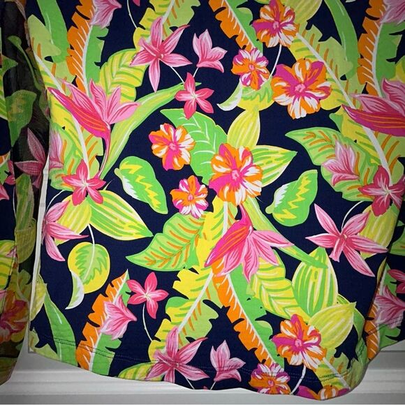 IBKUL UPF 50+ Tropical Print 1/4 Zip Down Long Sleeve Pull over Jacket - Picture 4 of 6